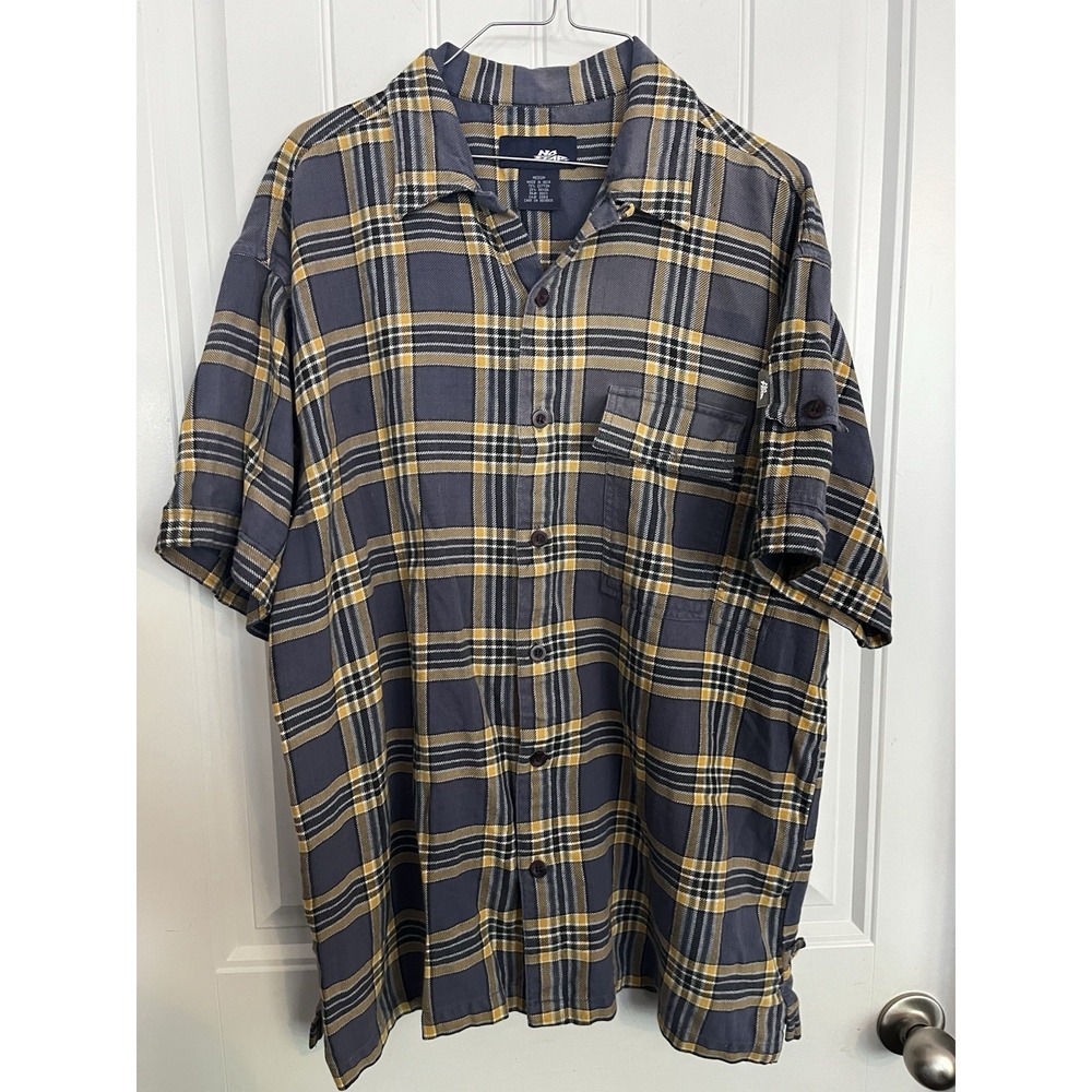 Vintage No Fear Blue Button Flannel Shirt M Skater 90's Emo Grunge Oversized 715